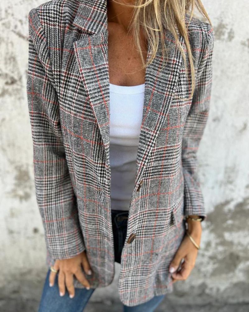 Blazer Feminino Xadrez Corte Reto Era