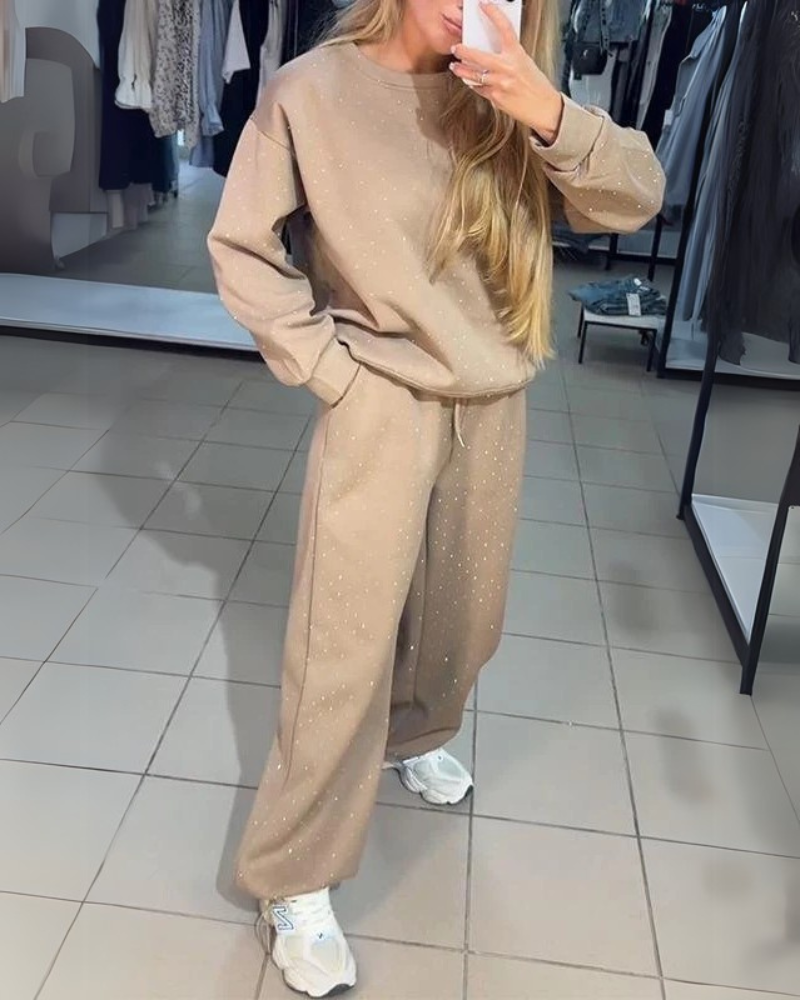 Conjunto Feminino de Moletom Comfy com Brilho Olívia