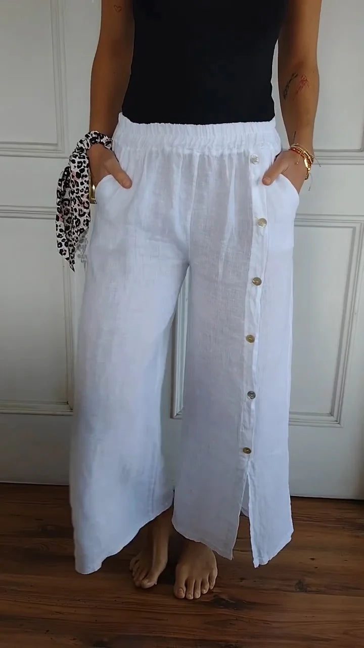 Camisa/Calça com Design Amarrado de Algodão e Linho