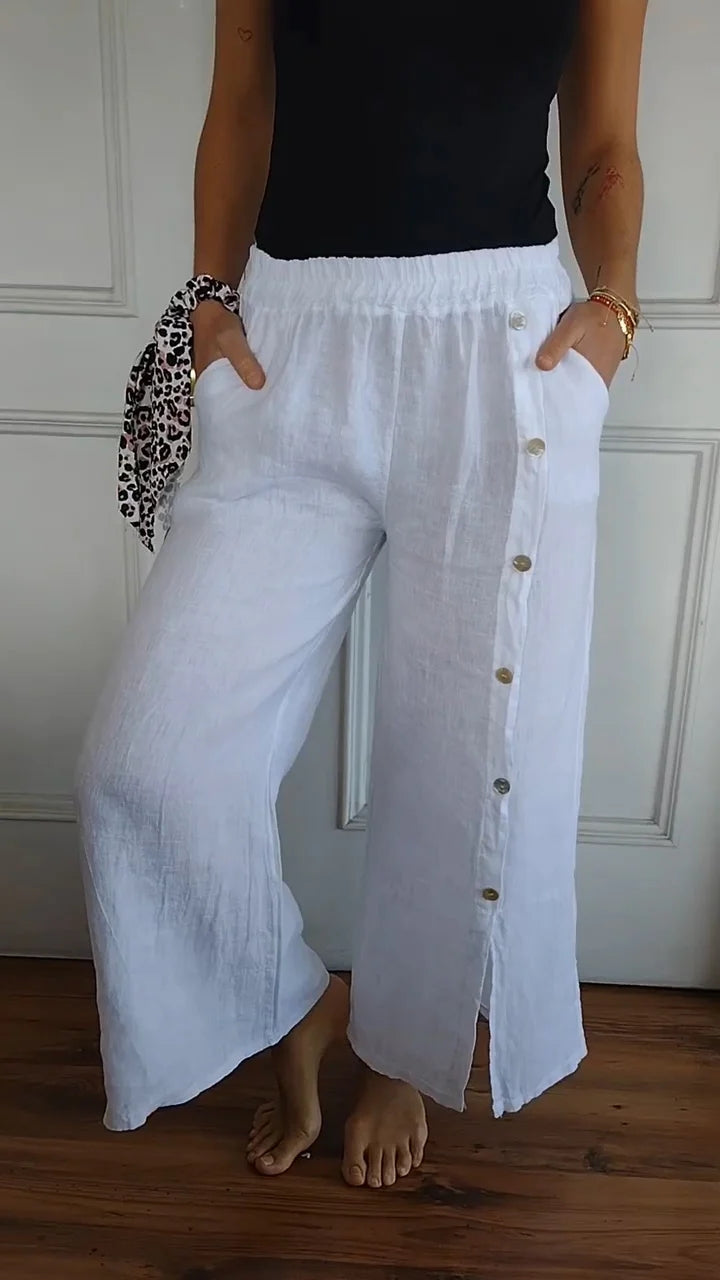 Camisa/Calça com Design Amarrado de Algodão e Linho