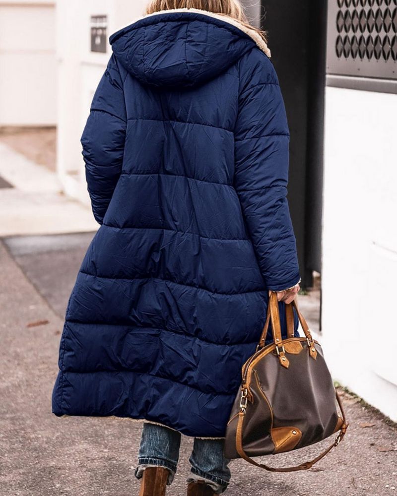 Casaco Feminino Longo com Forro Peluciado e Gola Alta Anne