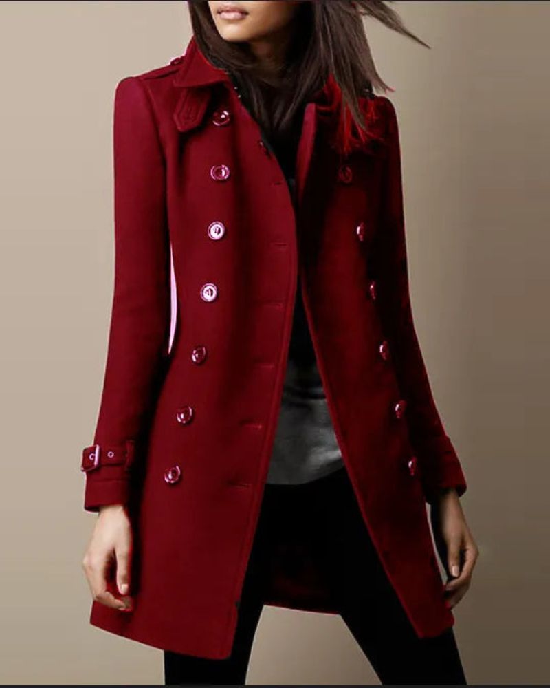 Sobretudo Feminino Elegante com Botões Frontais Aide