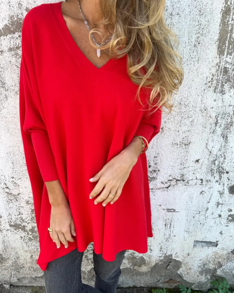 Blusa Feminina Oversized com Decote V em Malha Leve Júlia
