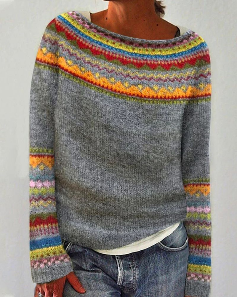 Suéter Feminino de Tricô Estilo Boho Fabíola