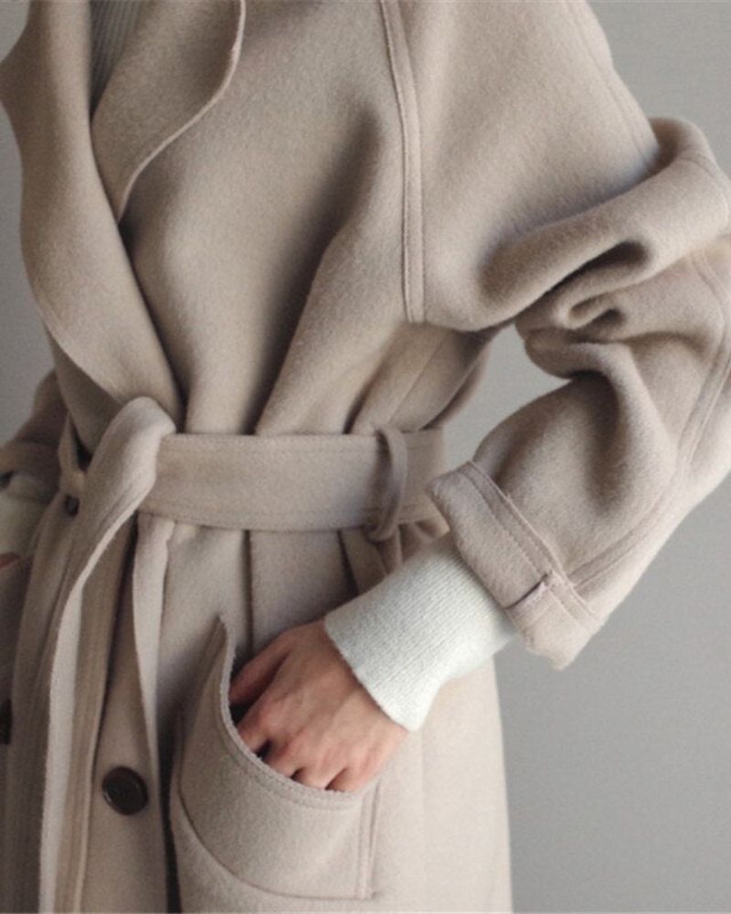 Sobretudo Feminino Alongado em Lã Elegante Letícia