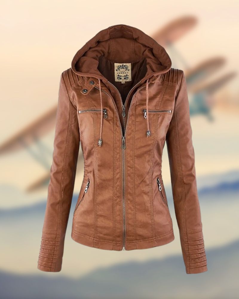 Jaqueta Feminina Estilo Biker com Capuz Raquel