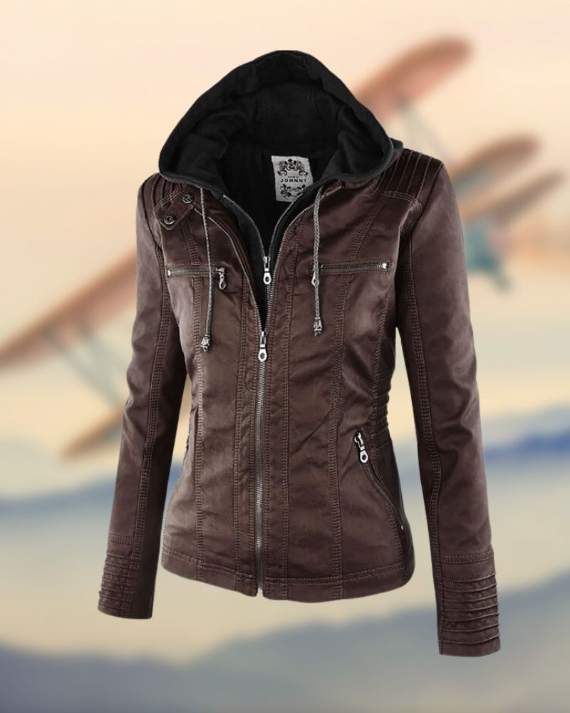 Jaqueta Feminina Estilo Biker com Capuz Raquel