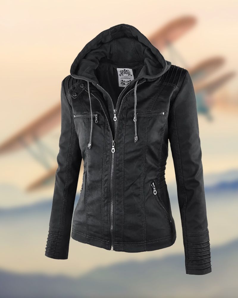 Jaqueta Feminina Estilo Biker com Capuz Raquel