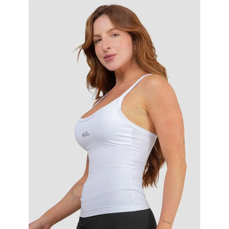 Regata Alça Fina Fitness Blusa Feminino Liso Poliamida Tank Top Slim Camiseta Academia Verão