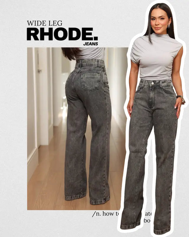 Calça Jeans Feminina Wide Leg Jeans Feminina Cintura Alta