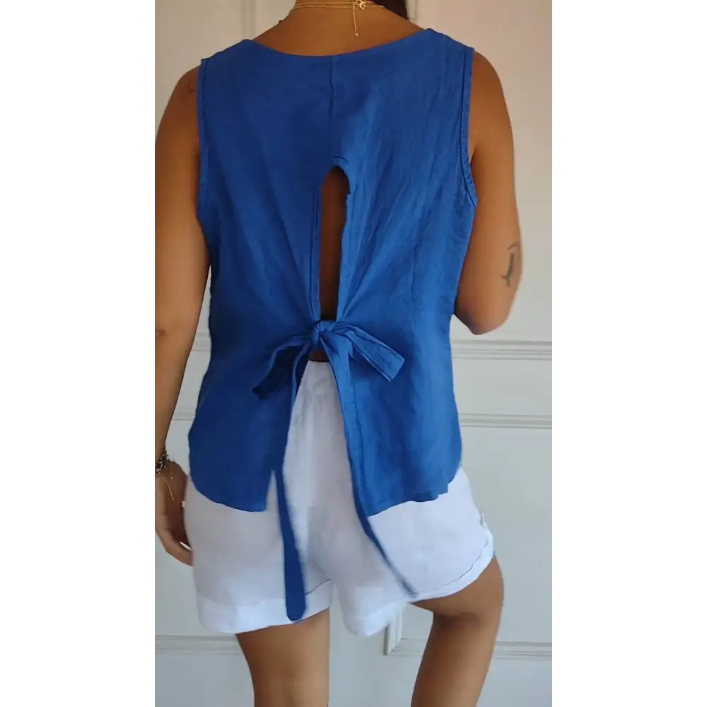 Regata de Algodão e Linho com Design de Alça nas Costas