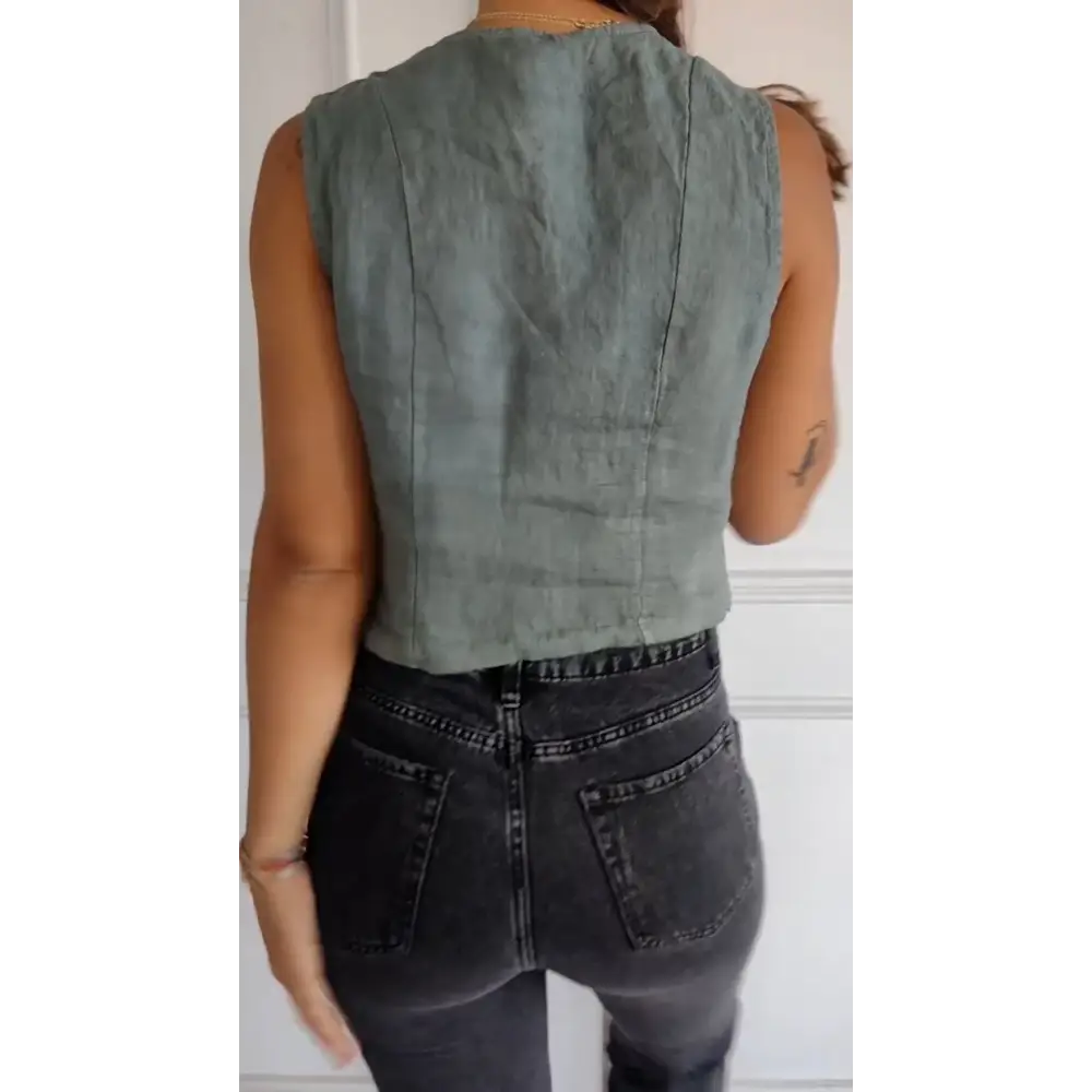 Colete Slim Fit de Algodão e Linho