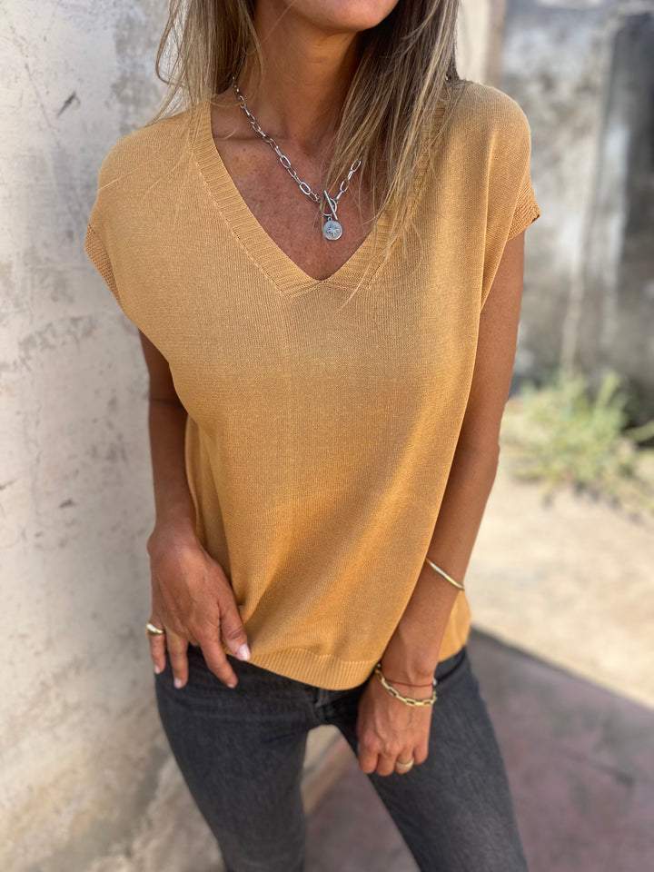 Camiseta de malha confortável e casual