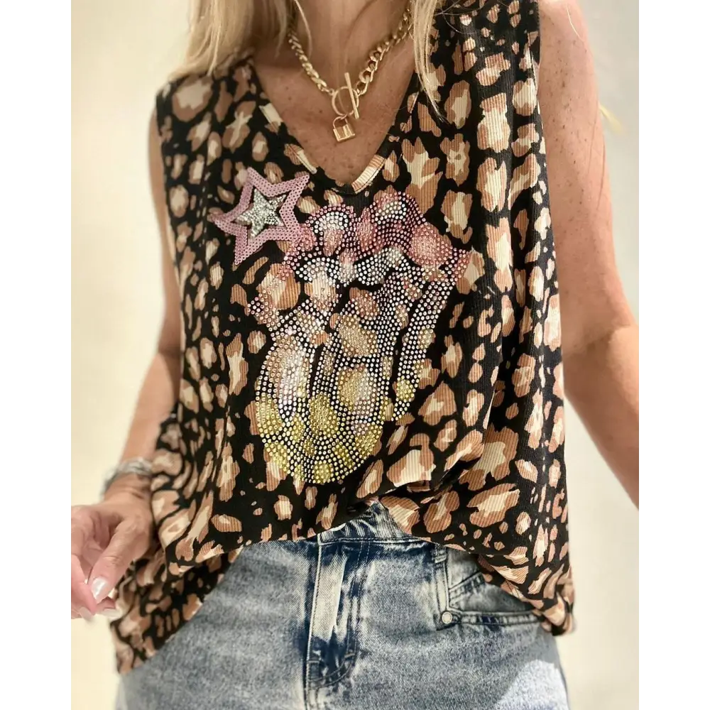 Top com design de lantejoulas e contas casual