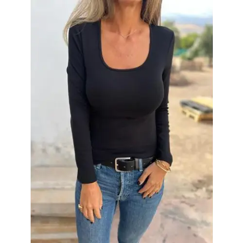 Blusa slim fit com gola redonda casual