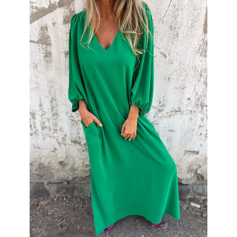 Vestido longo com decote em V