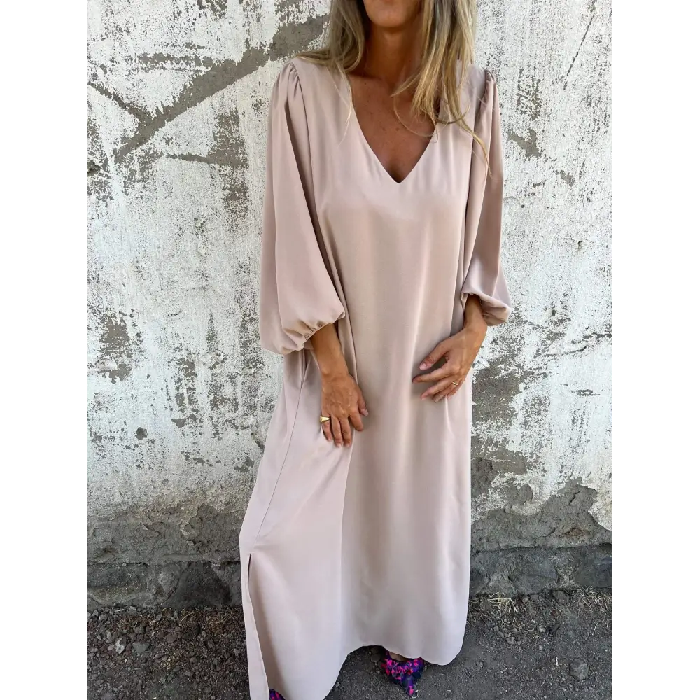 Vestido longo com decote em V