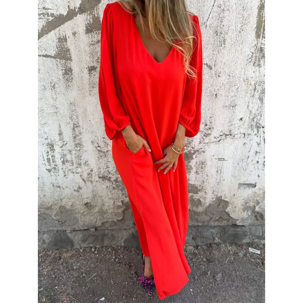 Vestido longo com decote em V