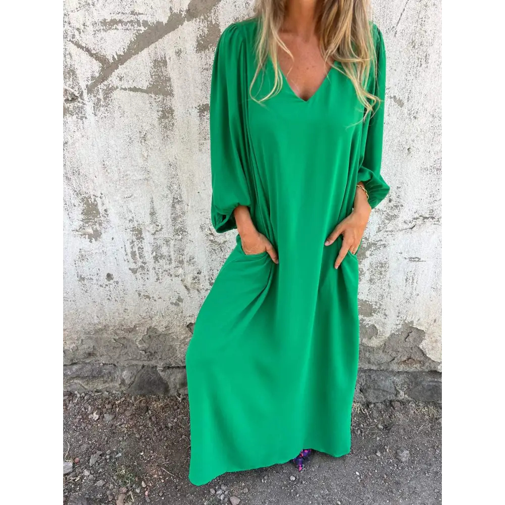 Vestido longo com decote em V