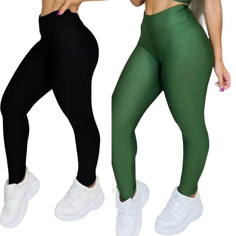 Kit 2 Calça Legging Zero Transparente Suplex Liso Cintura Alta Feminino
