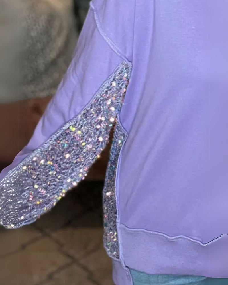 Blusa Oversized Rosa com Paetês Paula