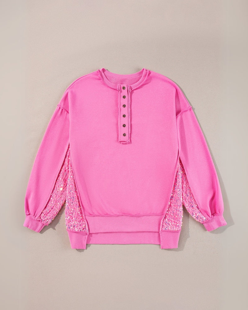 Blusa Oversized Rosa com Paetês Paula