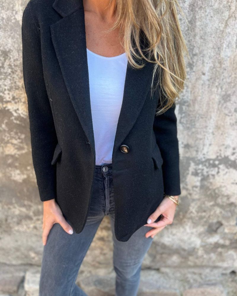 Blazer Feminino de Alfaiataria com Botão Único e Corte Reto Renata
