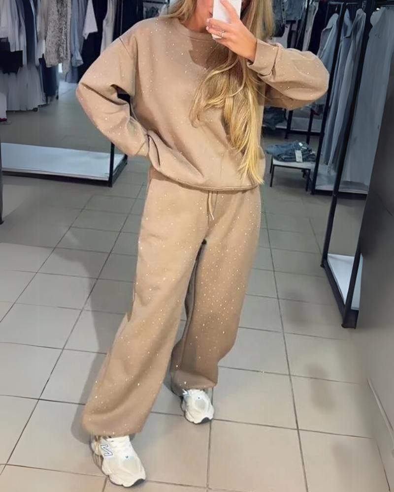 Conjunto Feminino de Moletom Comfy com Brilho Olívia