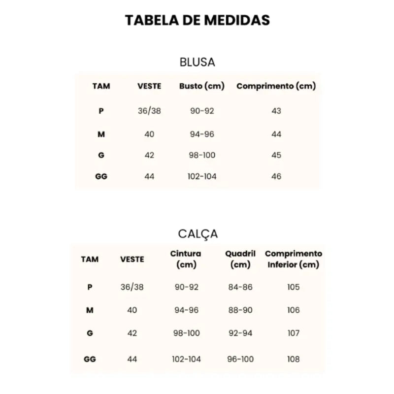 Conjunto Feminino Blusa e Calça Pantalona Em Linho