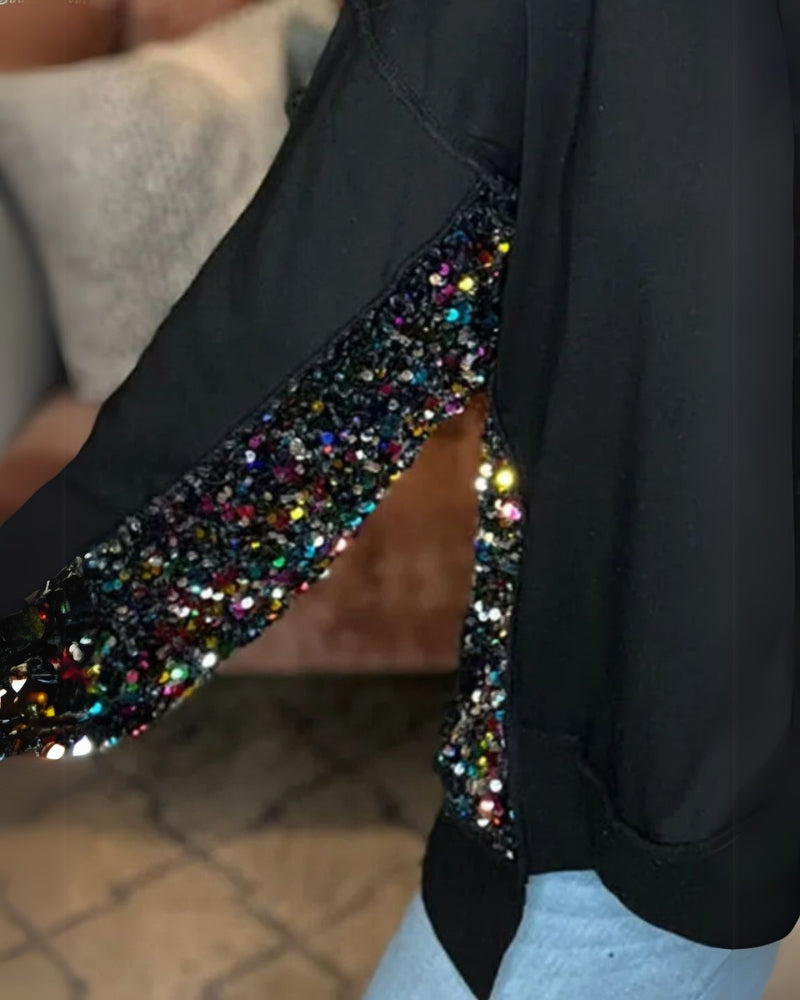 Blusa Oversized Rosa com Paetês Paula