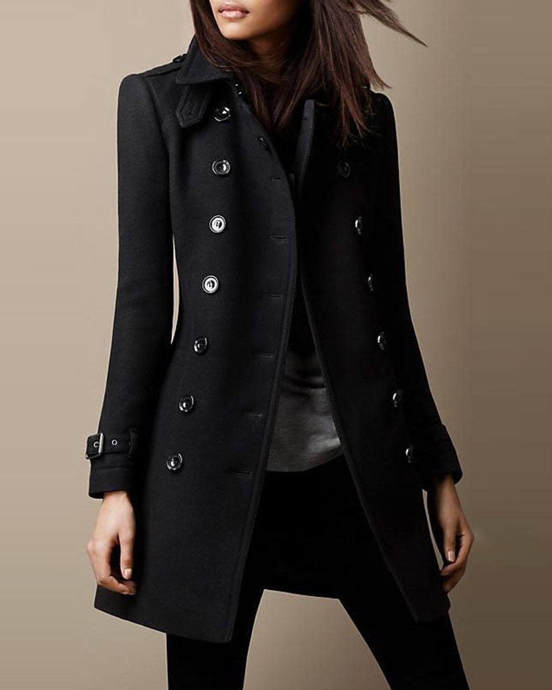 Sobretudo Feminino Elegante com Botões Frontais Aide