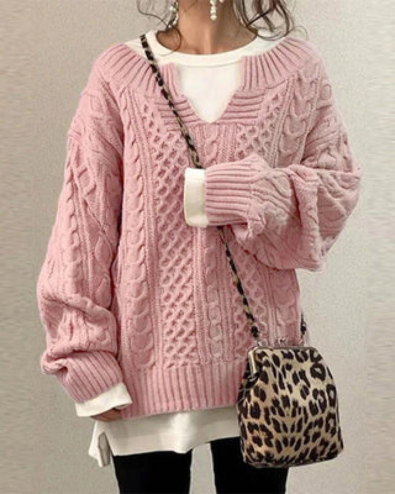 Suéter Feminino de Tricô Oversized Rosa
