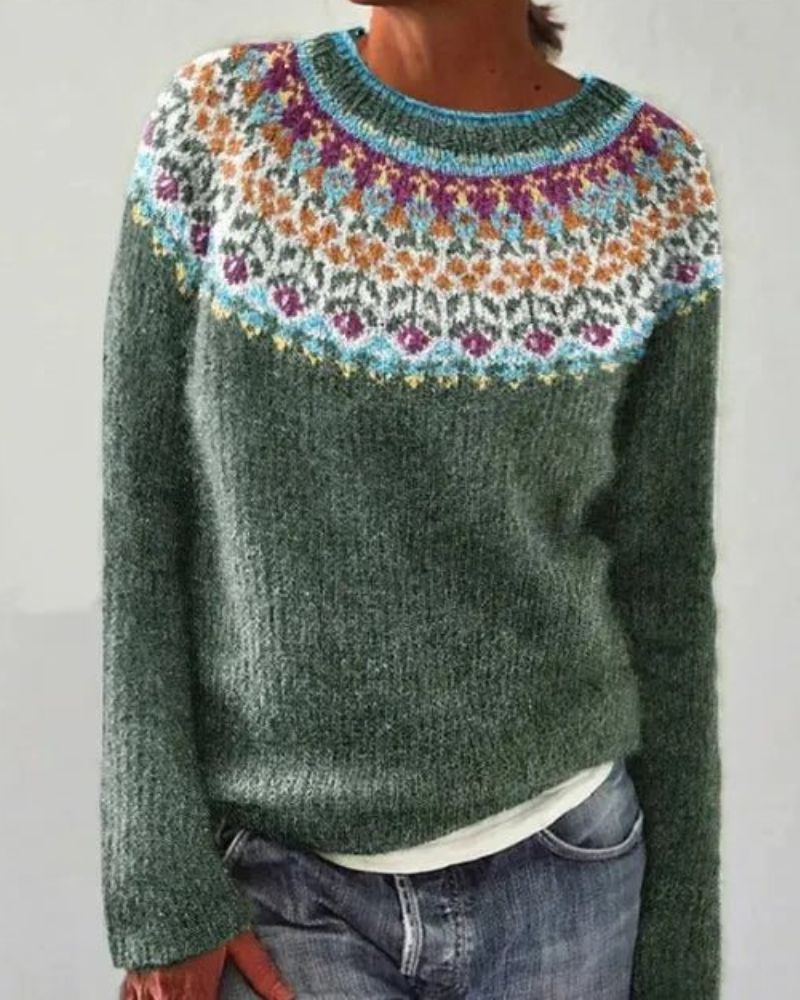 Suéter Feminino de Tricô Estilo Boho Fabíola