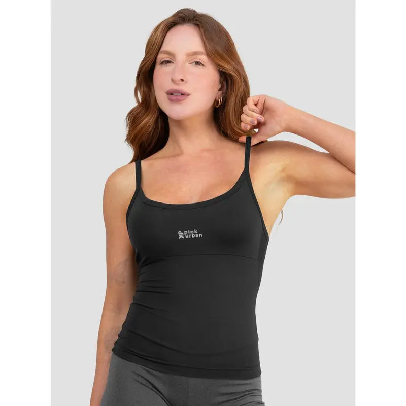 Regata Alça Fina Fitness Blusa Feminino Liso Poliamida Tank Top Slim Camiseta Academia Verão