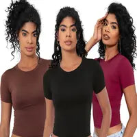 KIT 03 Baby Tee Feminina - Blusa Slim Fit Manga Curta - Blusa de Compressao Baby Tee