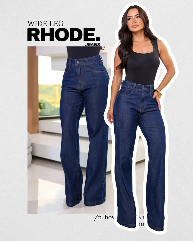 Calça Jeans Feminina Wide Leg Jeans Feminina Cintura Alta