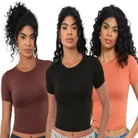 KIT 03 Baby Tee Feminina - Blusa Slim Fit Manga Curta - Blusa de Compressao Baby Tee