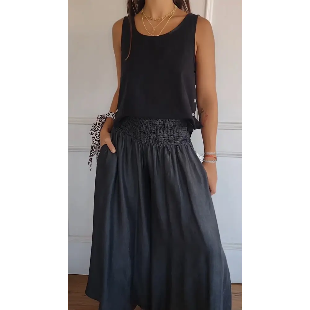 Colete de Algodão e Linho com Botões Laterais