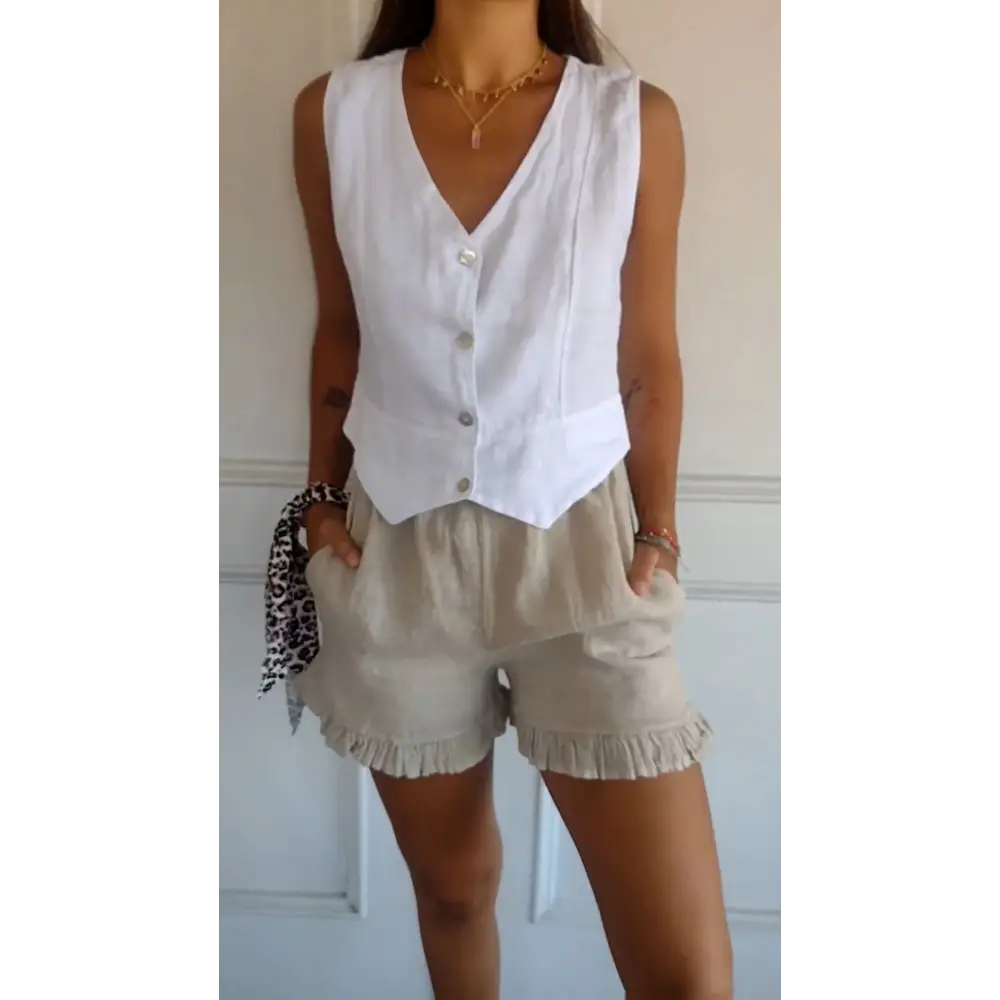 Colete Slim Fit de Algodão e Linho