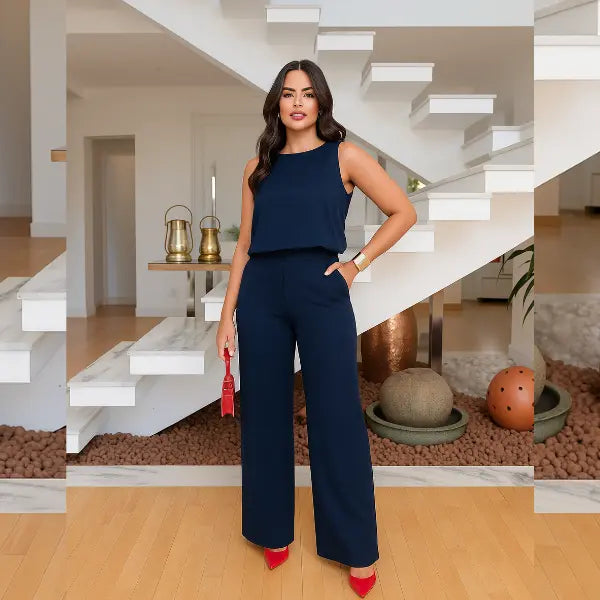 Conjunto Feminino Blusa e Calça Pantalona Em Linho