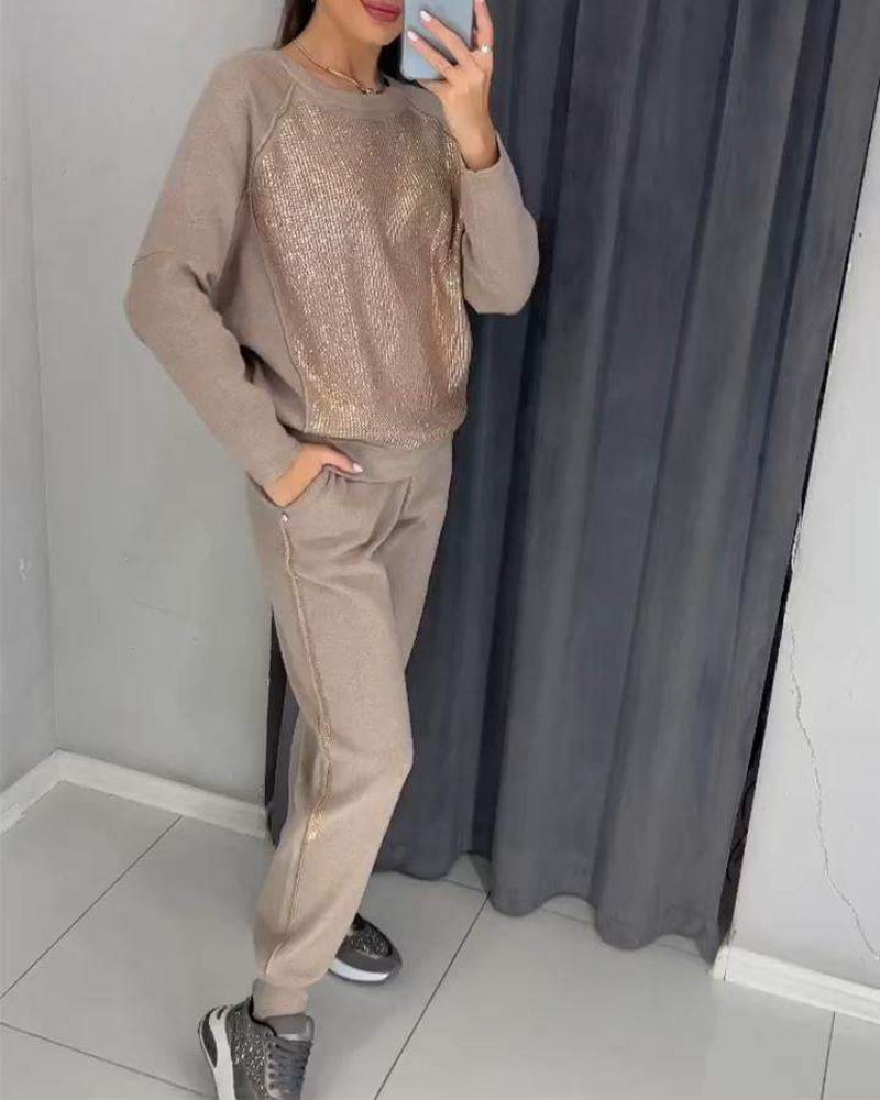 Conjunto Feminino em Malha com Brilho Whitney