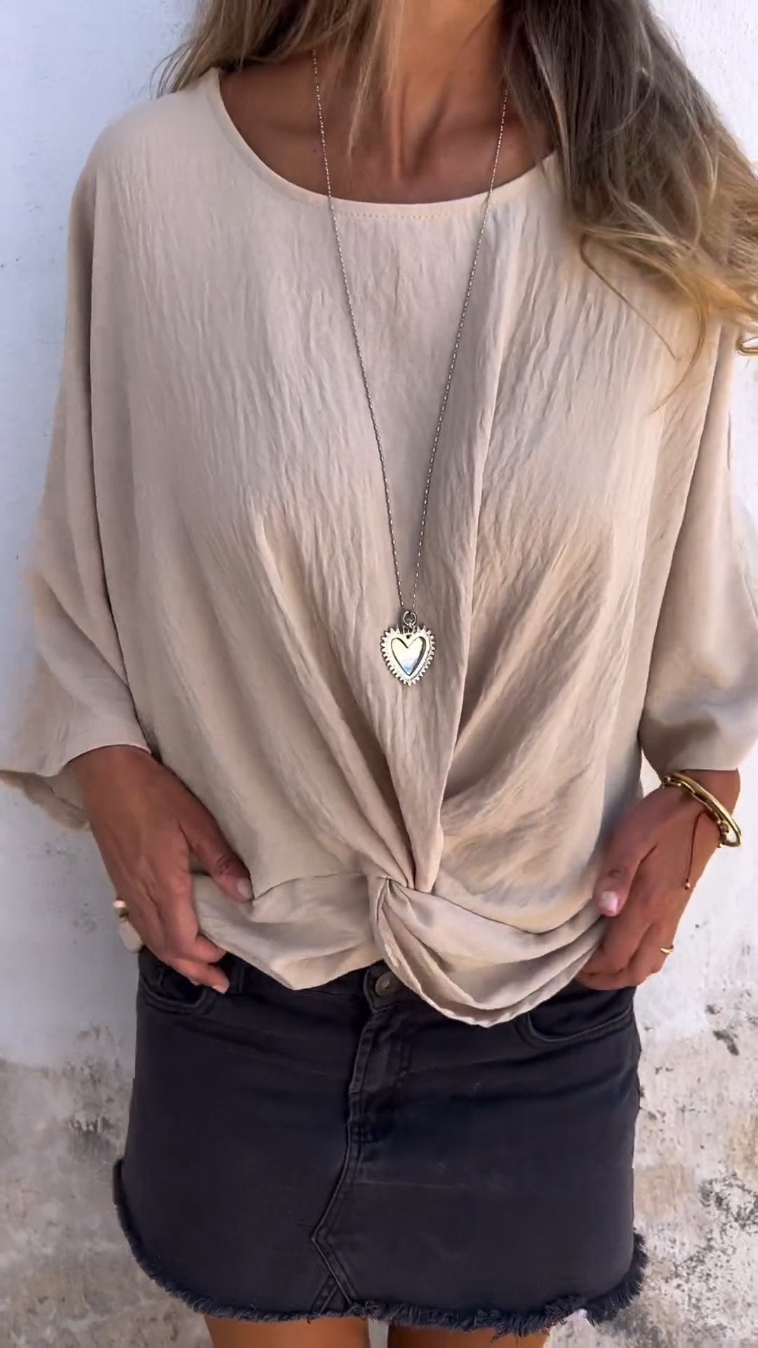 Camiseta confortável de algodão e linho com design