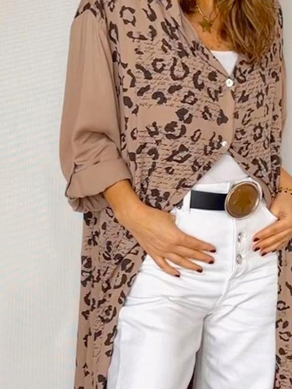 Camiseta Longa com Capuz e Estampa de Leopardo