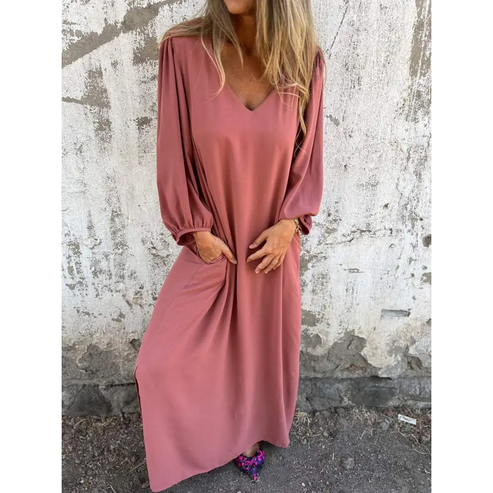 Vestido longo com decote em V