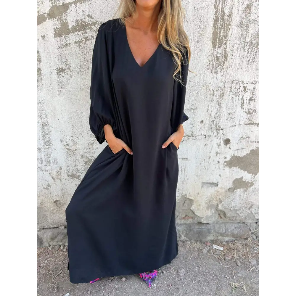 Vestido longo com decote em V