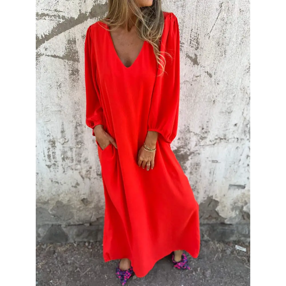 Vestido longo com decote em V