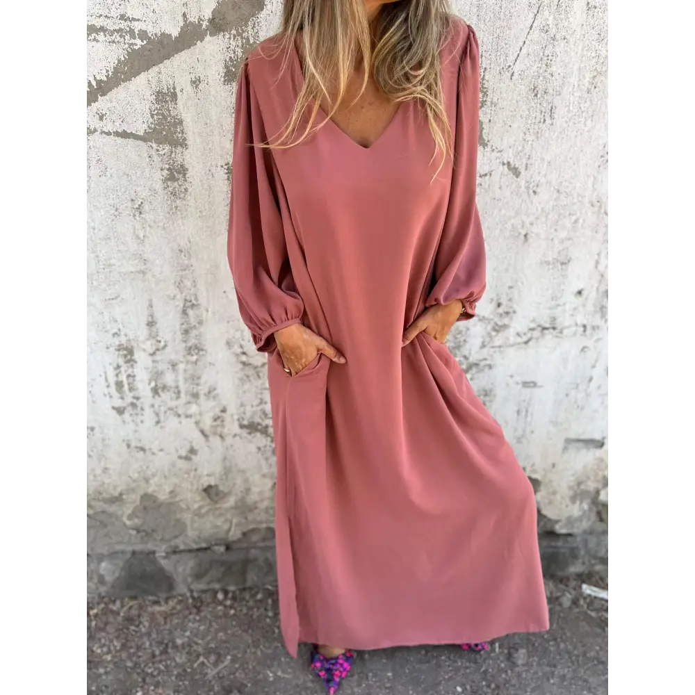 Vestido longo com decote em V